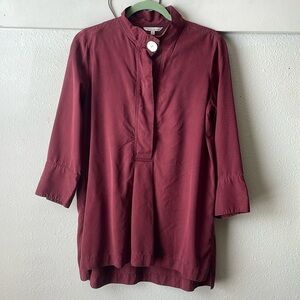 Womens maroon oversized snap button tunic top by John Mark